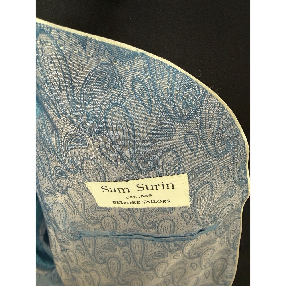 Sam Surin Bespoke Tailor Super 150's Fine Italian Wool Navy‎ Sport Coat 48L Luxe - Picture 6 of 14